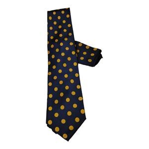 COPY - MEN'S ST. PATRICK NAVY/GOLD POLKA DOT TIE AND POCKET SQUARE SET.